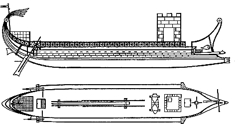 Трирема. Кликните, чтобы увидеть цветную иллюстрацию